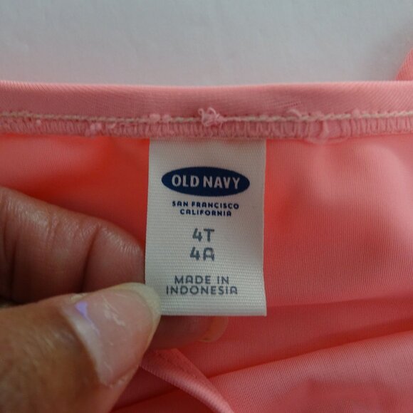 Old Navy Pink Ruffle One Piece Swimsuit Girls Size 4T Toddler Bathing Suit - Picture 5 of 8